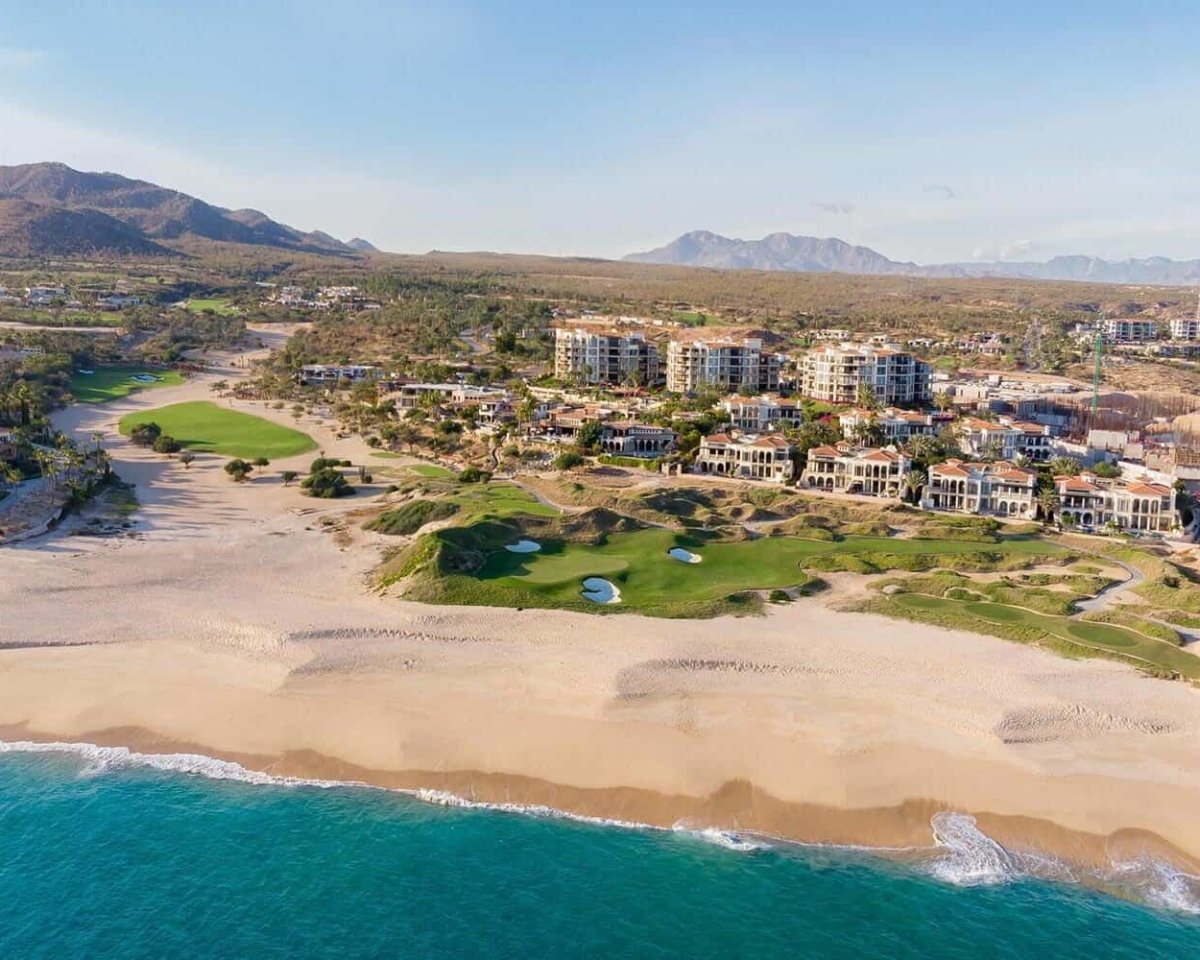 Aerial view of the Cabo del Sol coastline and golf course, Los Cabos